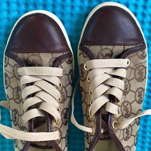 Michael Kors Leather Trimmed Canvas Sneakers